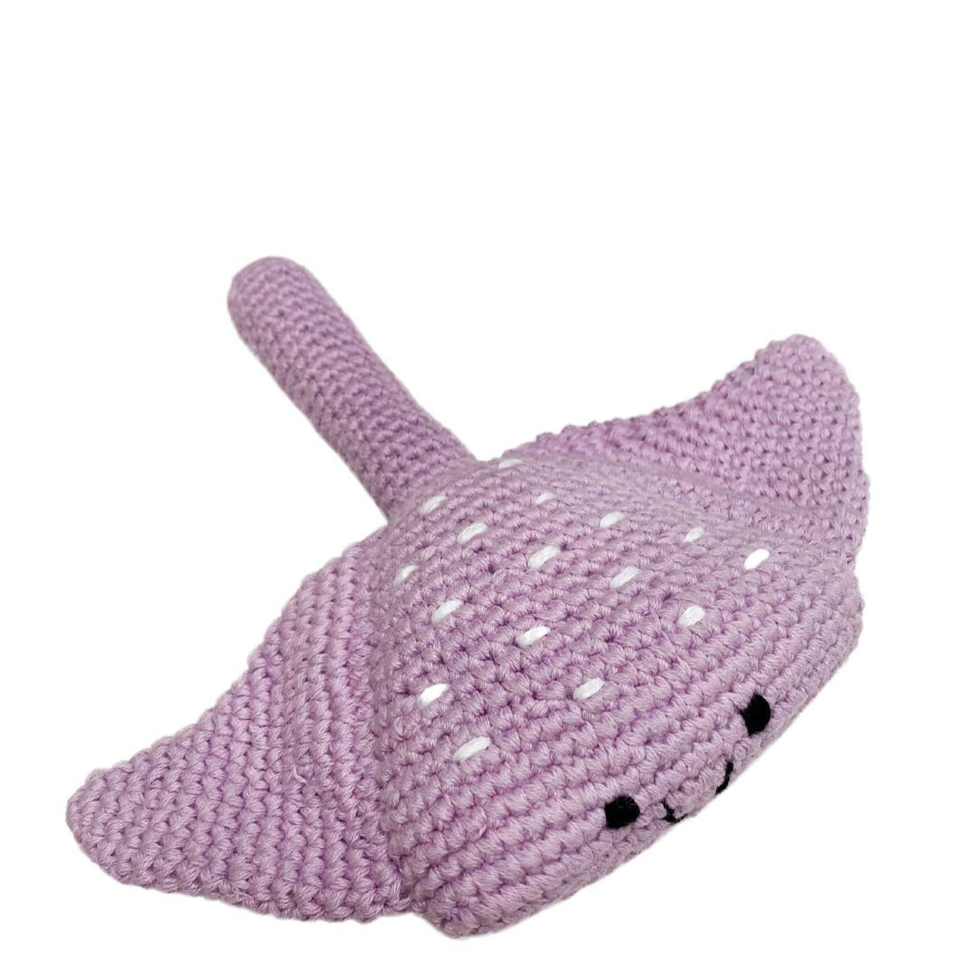 Stingray soft plush toy with squeaker, flat ocean ray design with soft wings, sold by stitch + tail