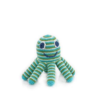 Octopus soft plush toy with squeaker, green octopus design with soft tentacles, sold by stitch + tail