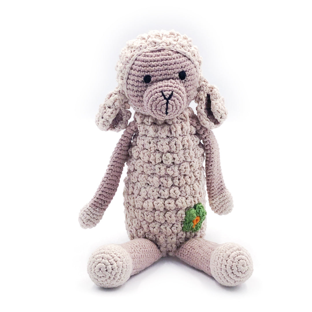 Lamb soft plush toy with squeaker, fluffy sheep design with soft wool texture, sold by stitch + tail