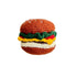 Cheeseburger soft plush toy with squeaker, burger design with bun and toppings, sold by stitch + tail